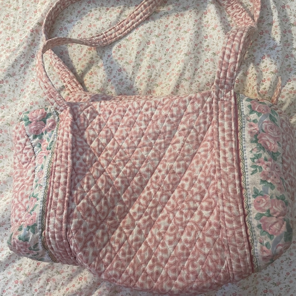 Vera Bradley Pink and Green Quilted Shoulder Bag